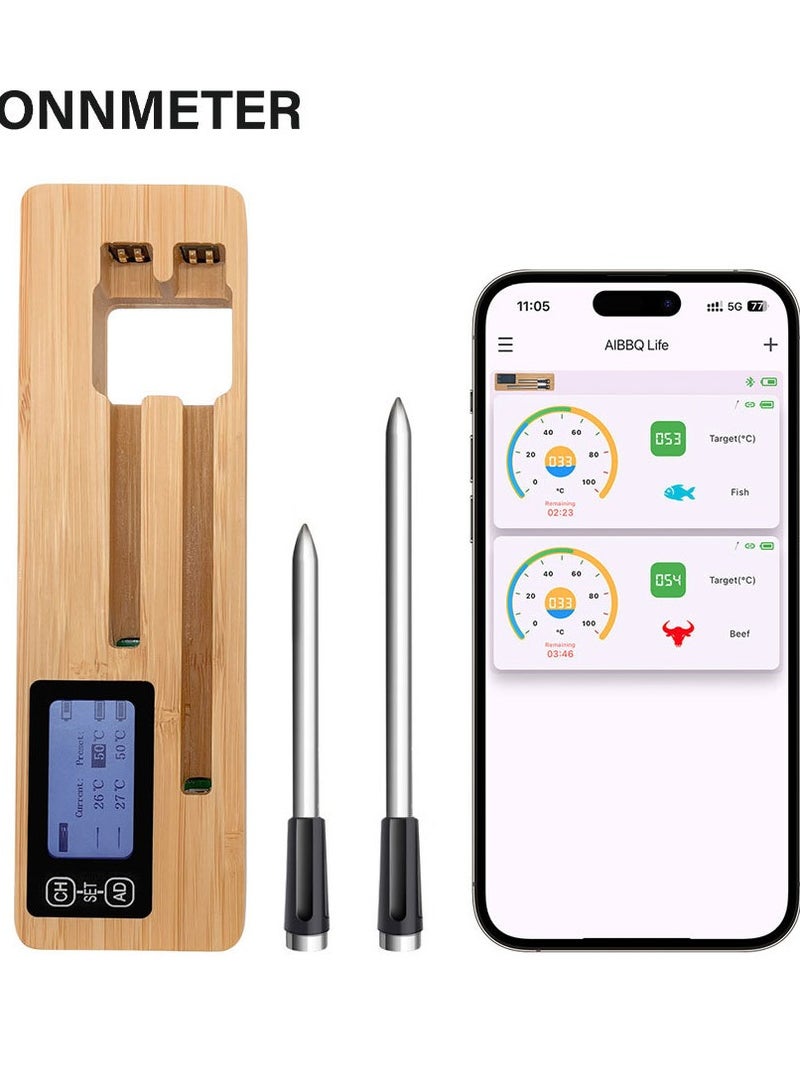 Wireless Meat Thermometer, Bluetooth Meat Thermometer with Waterproof Probe 165FT Wireless Range for BBQ Oven Grill Smoker Rotisserie  - Image 1