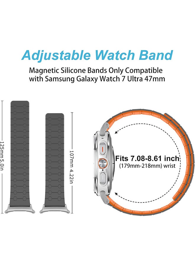 O Ozone Bands Compatible with Samsung Galaxy Watch 7 Ultra 47mm, Magnetic Silicone Strap Replacement wristband for Men Women - Grey - Image 2