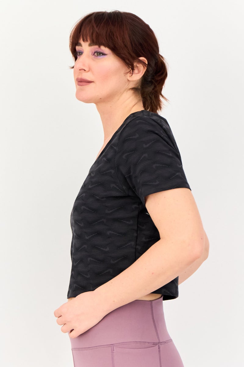 Nike Women Slim Fit Short Sleeve Training Top, Grey - Image 2