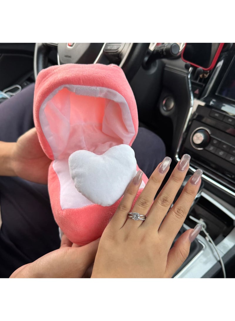 Barakah Plush Ring Box Toy, Funny Gifts Couples Ideas, Hide Surprise Oversized Ring Sets, Plush Couple Ring Surprise Gift, Machine Washable Love Ring Case, Pink - Image 5