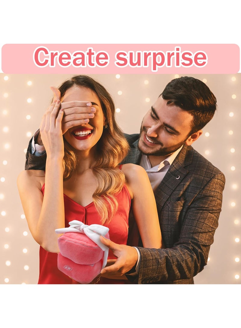 Barakah Plush Ring Box Toy, Funny Gifts Couples Ideas, Hide Surprise Oversized Ring Sets, Plush Couple Ring Surprise Gift, Machine Washable Love Ring Case, Pink - Image 4