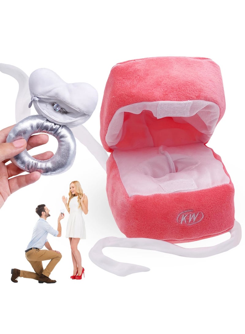 Barakah Plush Ring Box Toy, Funny Gifts Couples Ideas, Hide Surprise Oversized Ring Sets, Plush Couple Ring Surprise Gift, Machine Washable Love Ring Case, Pink - Image 1