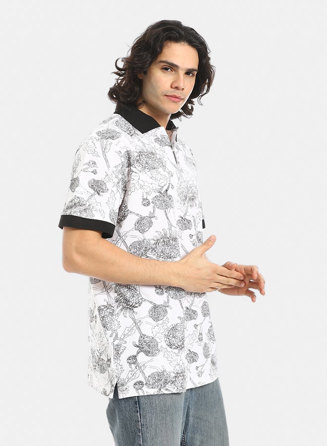 Red Circle Self Pattern Regular Fit Polo Shirt - Image 2