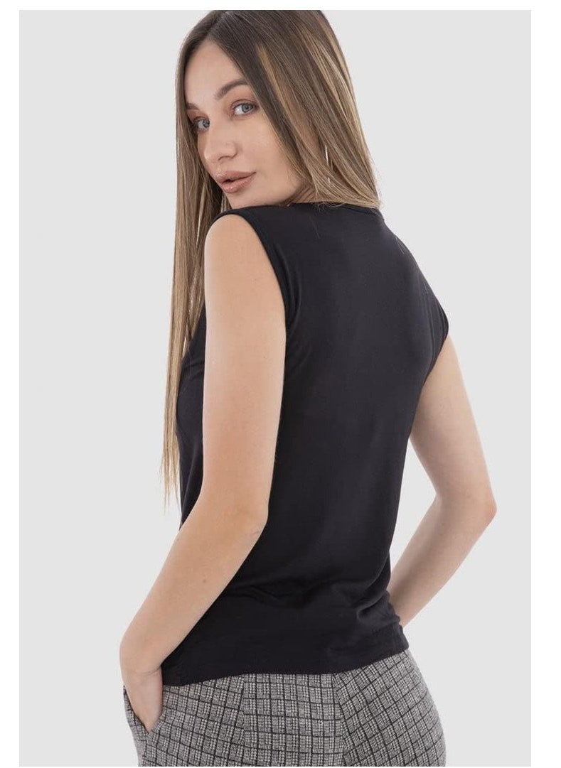 Mesery Cottovega Plain Neck Sleeveless Undershirt - Black  - Image 2