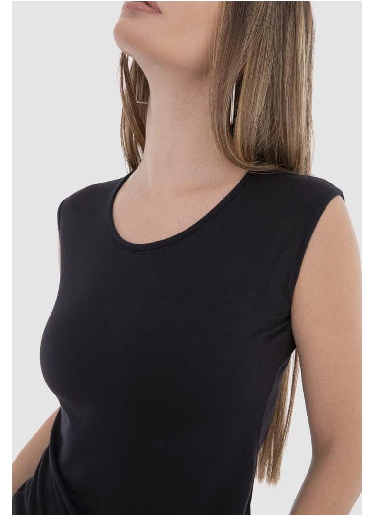Mesery Cottovega Plain Neck Sleeveless Undershirt - Black  - Image 3
