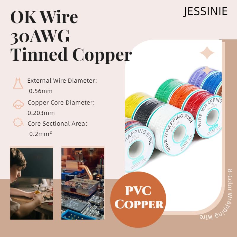 JESSINIE Purple Electronic Wire - DM-30-1000, 30 AWG Single Core, Tinned Copper Solid Cable, 250M, OK for Circuit Boards & PCBs - Image 5