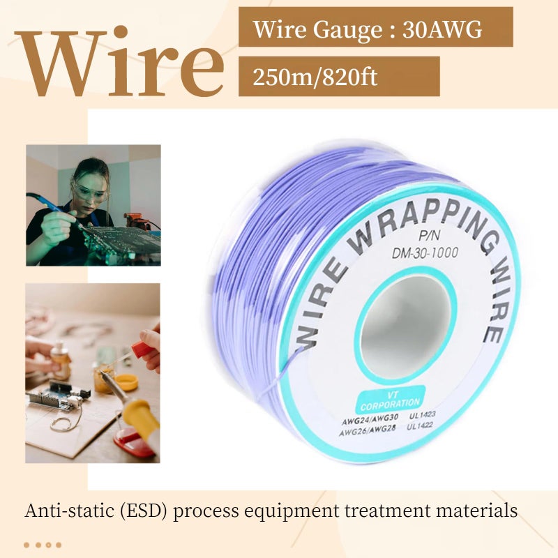 JESSINIE Purple Electronic Wire - DM-30-1000, 30 AWG Single Core, Tinned Copper Solid Cable, 250M, OK for Circuit Boards & PCBs - Image 2