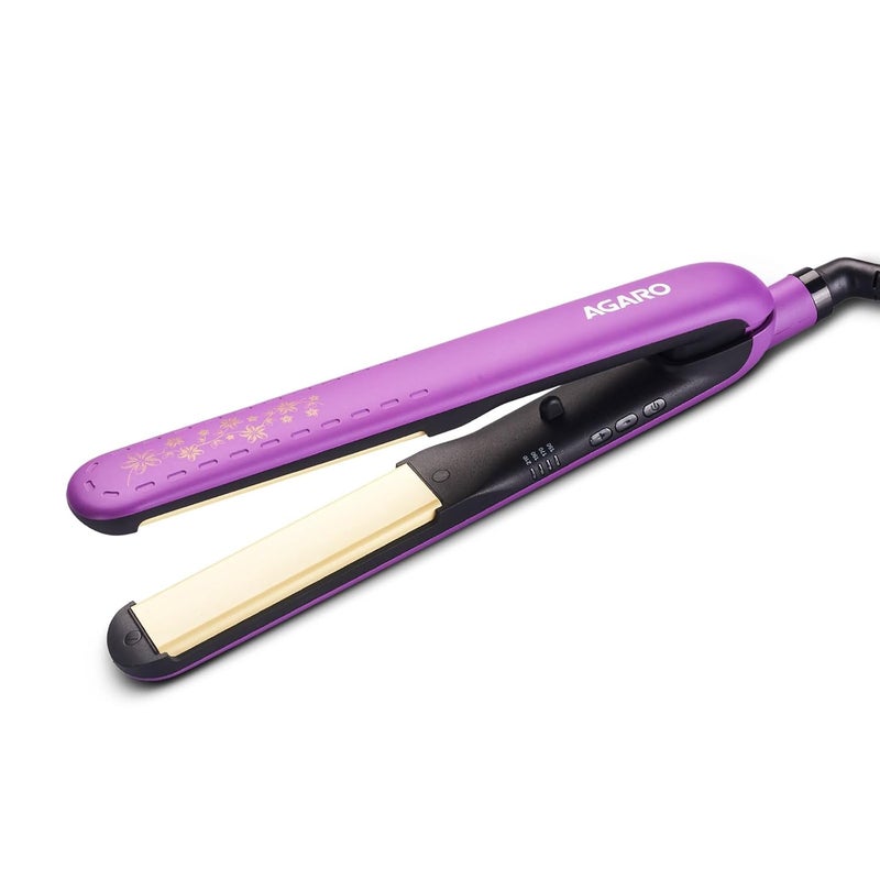 AGARO Hair Straightener, Keratin Infused Ceramic Coated Titanium Plates, Fast Heating, 4 Temperature Settings, Hair Straightening, Hair Styling For Women, Purple - Image 1