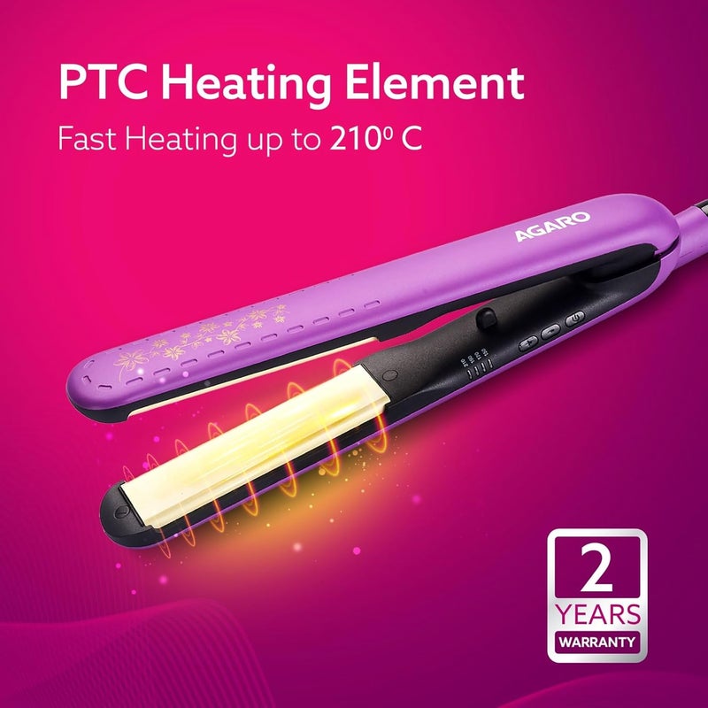 AGARO Hair Straightener, Keratin Infused Ceramic Coated Titanium Plates, Fast Heating, 4 Temperature Settings, Hair Straightening, Hair Styling For Women, Purple - Image 4