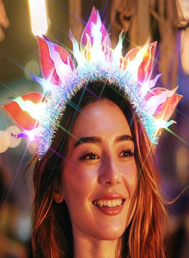 GENBREE Light Up Headband LED Rave Headband Light Up Headwear Party Costume Women Hair Accessories (1 Multicolor) - Image 2