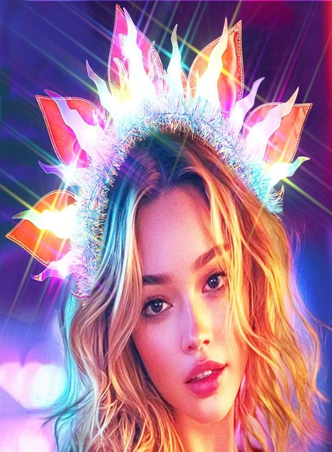 GENBREE Light Up Headband LED Rave Headband Light Up Headwear Party Costume Women Hair Accessories (1 Multicolor) - Image 4