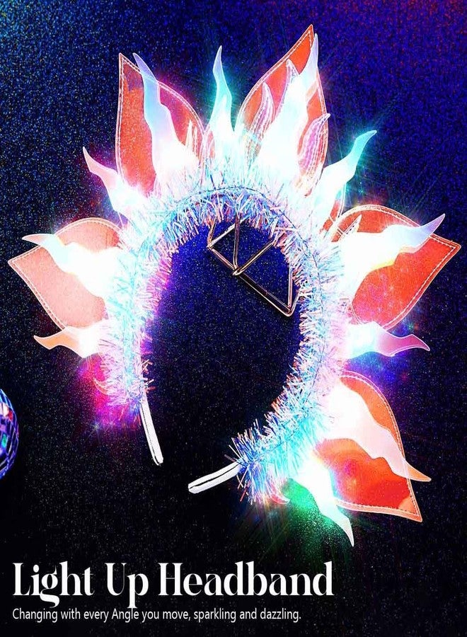 GENBREE Light Up Headband LED Rave Headband Light Up Headwear Party Costume Women Hair Accessories (1 Multicolor) - Image 5