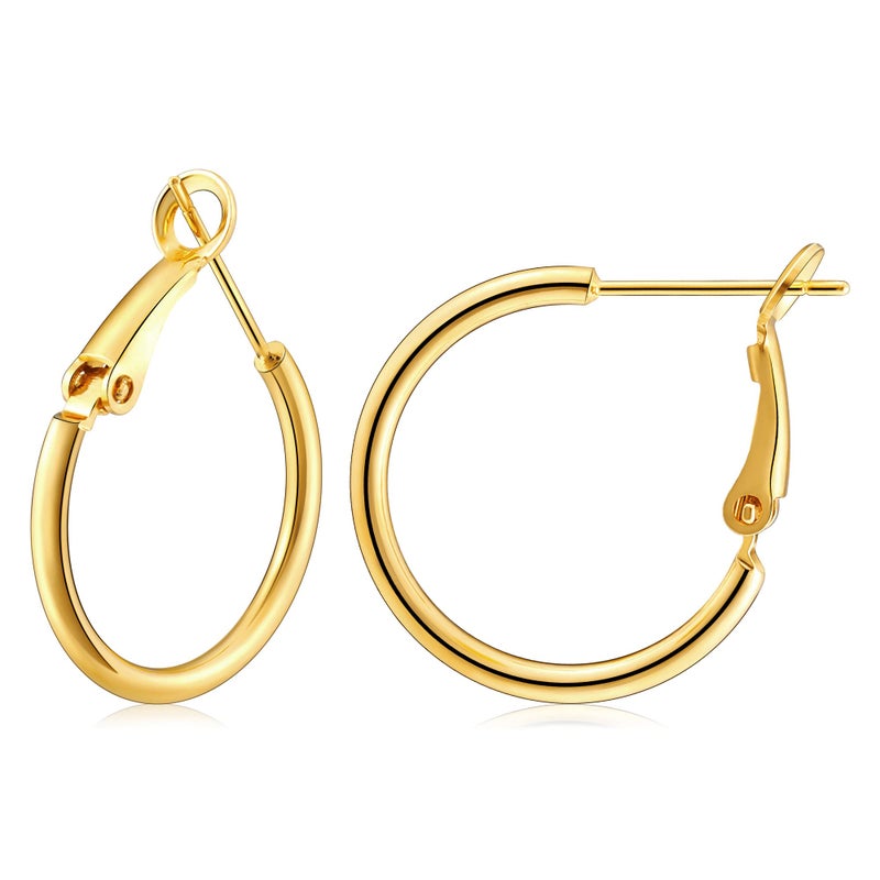 Gacimy Small Gold Hoop Earrings for Women 14K Gold Plated, 925 Sterling Silver Post Gold hoops for Women, 20mm Yellow Gold Small Hoop Earrings for Women - Image 1