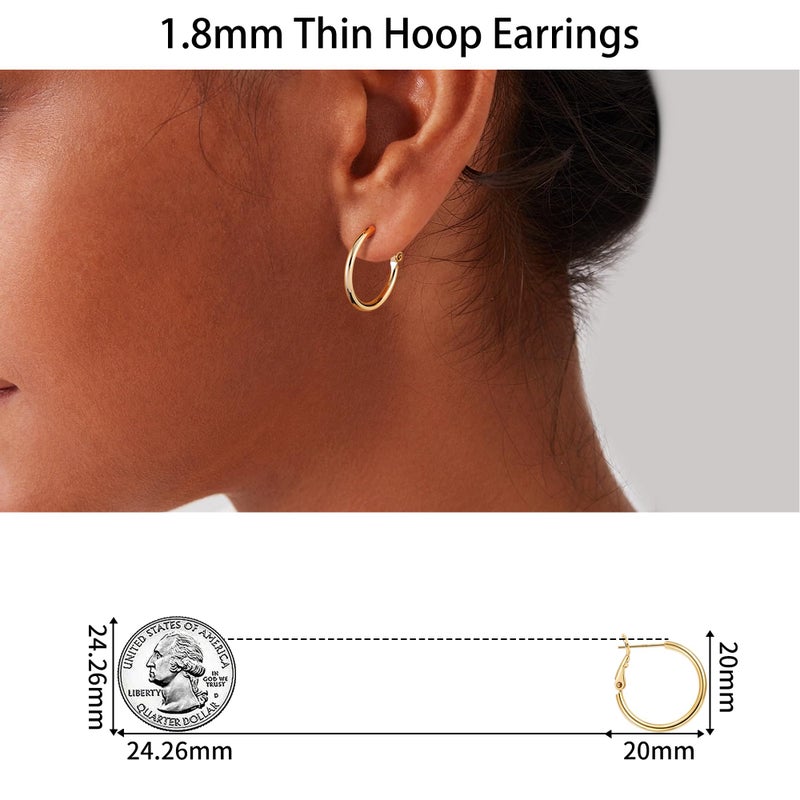 Gacimy Small Gold Hoop Earrings for Women 14K Gold Plated, 925 Sterling Silver Post Gold hoops for Women, 20mm Yellow Gold Small Hoop Earrings for Women - Image 4