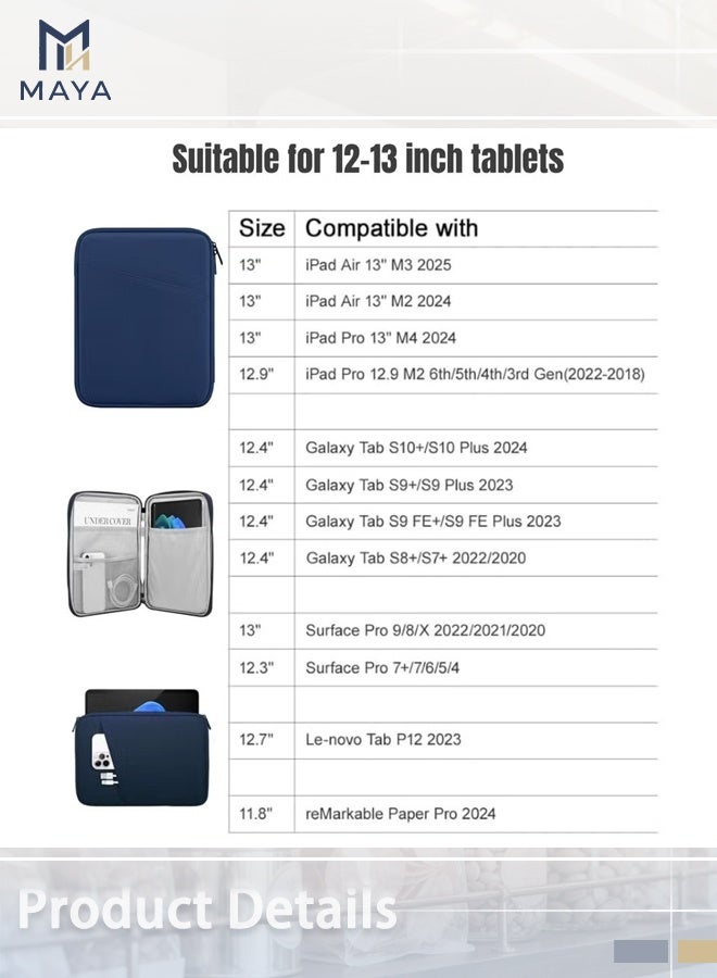 Maya Sleeve Case Carrying Bag for 12-13 Inch Tablet, Compatible with iPad Pro M4 & iPad Air M2 2024, 12.9-in iPad Pro M2&M1 6th/5th 2022-2018, Surface Pro 9/8/X/7/6, Galaxy Tab S8/S8+ - Image 2