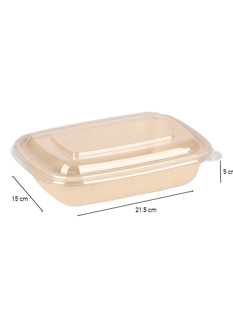 SAVVY Sugarcane Healthy Food Container with Transparent Lid (50 Pieces)