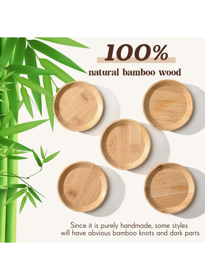 Tessco 8 Pcs 4" Wine Glass Charcuterie Topper Bamboo Round Wine Glass Charcuterie Board Topper Dual Use Wine Glass Topper Appetizer Plates for Christmas Party Family Gatherings Bars Restaurants - Image 4