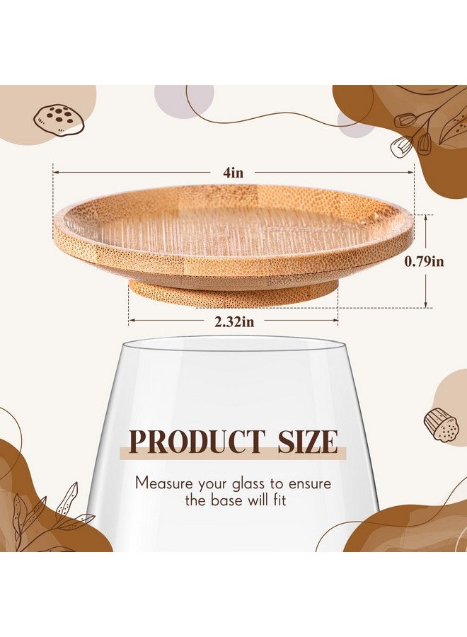 Tessco 8 Pcs 4" Wine Glass Charcuterie Topper Bamboo Round Wine Glass Charcuterie Board Topper Dual Use Wine Glass Topper Appetizer Plates for Christmas Party Family Gatherings Bars Restaurants - Image 2