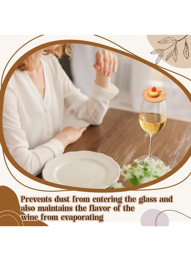 Tessco 8 Pcs 4" Wine Glass Charcuterie Topper Bamboo Round Wine Glass Charcuterie Board Topper Dual Use Wine Glass Topper Appetizer Plates for Christmas Party Family Gatherings Bars Restaurants - Image 5