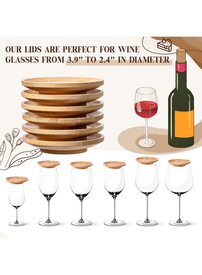 Tessco 8 Pcs 4" Wine Glass Charcuterie Topper Bamboo Round Wine Glass Charcuterie Board Topper Dual Use Wine Glass Topper Appetizer Plates for Christmas Party Family Gatherings Bars Restaurants - Image 3