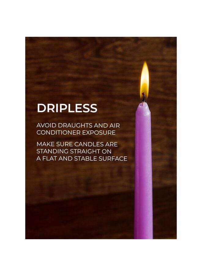14PCS Taper Candle, Smokeless, Perfect for Birthday Parties, Weddings, Dinner Parties, Home Decor, 10 Inches Tall（Purple） - Image 4