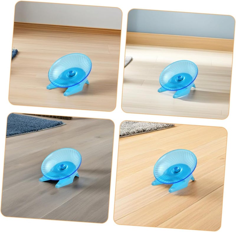 Healifty Silent Hamster Wheel with Stand, Quiet Running Exercise Saucer for Hamsters and Gerbils, Blue Small Pet Activity Wheel for Cage Use - Image 3
