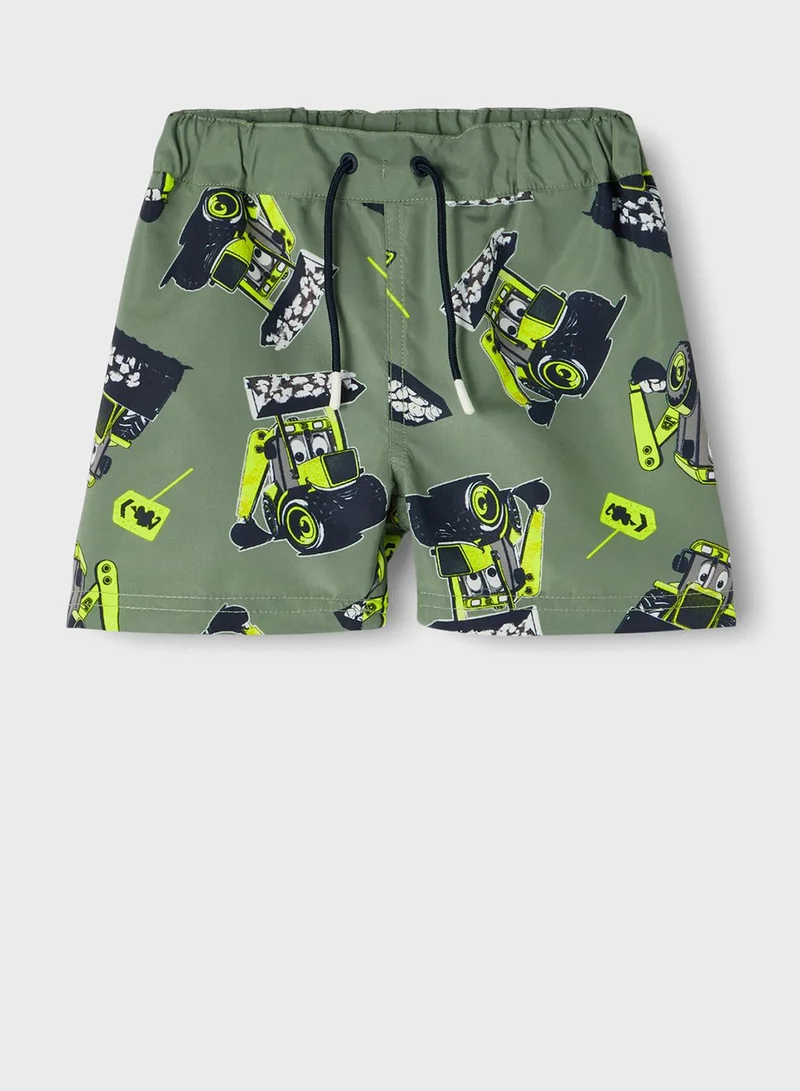 NAME IT Kids Road Roller Print Swim Shorts