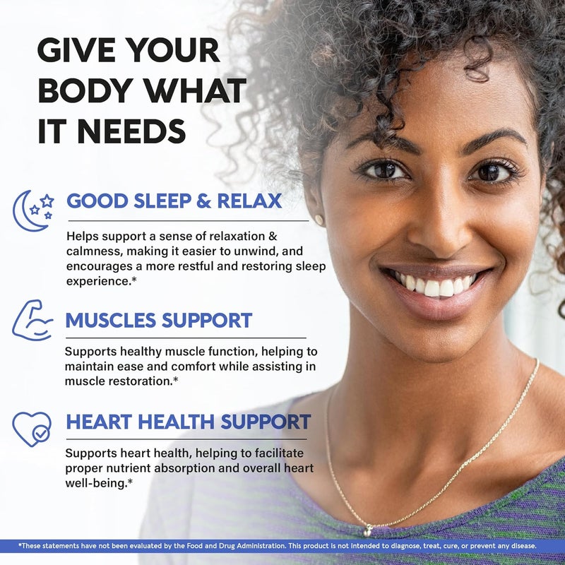NUTRAHARMONY Magnesium Glycinate 500 mg  Chelated Supplement  98 High Absorption  Support for Sleep Muscle  Heart Health  Made in USA Lab Tested  NonGMO  240 Capsules - Image 3