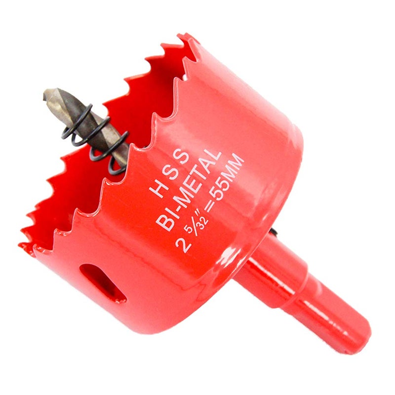 Laiwei Hole Saw Drill Bit HSS Hole Cutter with Arbor for Wood,PVC Board and Plasterboard(2-5/32"(55mm Hole Saw)) - Image 1