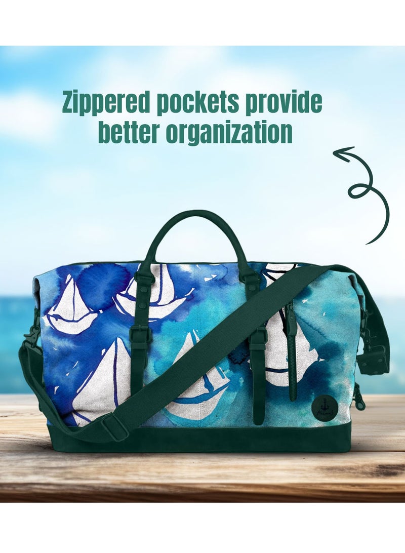 Anemoss Travel Duffel Bag, 50L Large Capacity, Oxford Polyster Blend Luggage Bag, Travel Bag with Zipper and Pockets, Duffel Bag for Gym Sports Fitness, Travel Hand Luggage Bags, Sail Design Tote Bag - Image 2