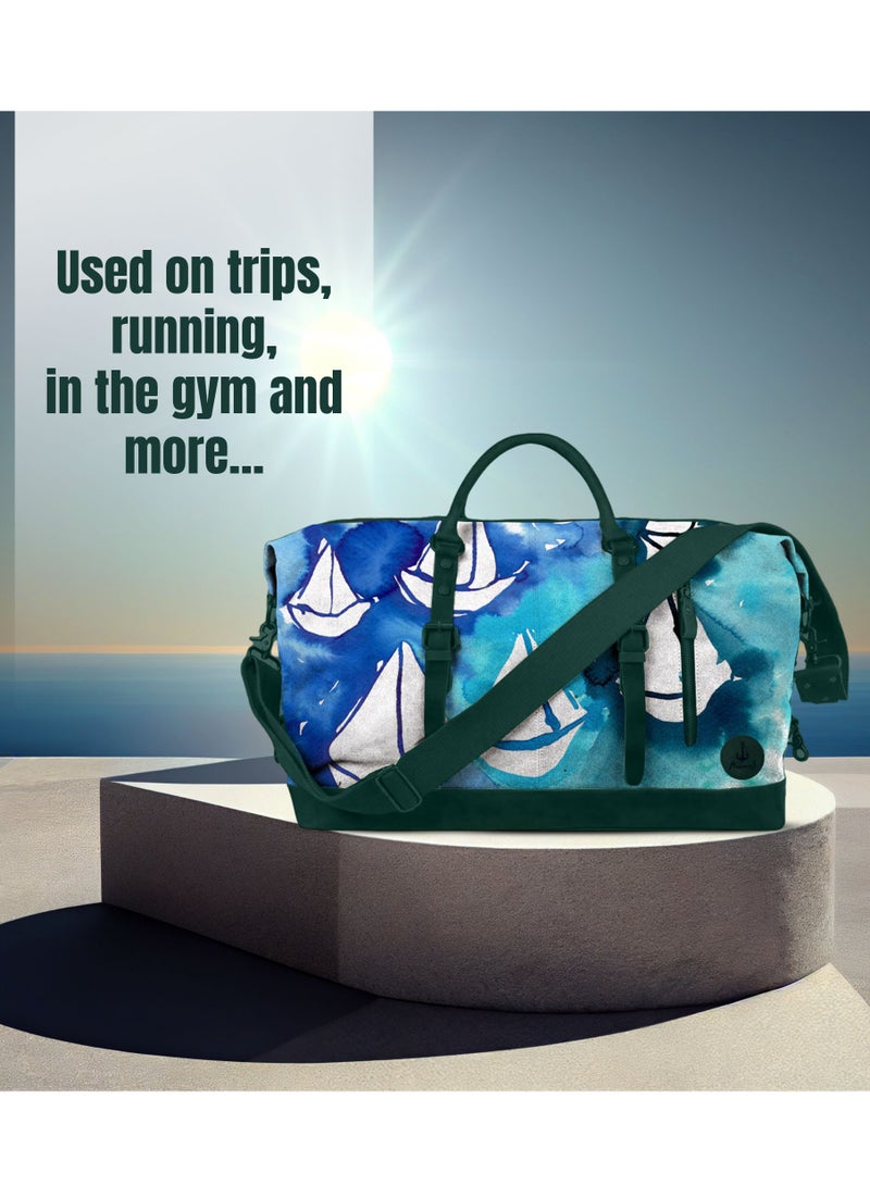 Anemoss Travel Duffel Bag, 50L Large Capacity, Oxford Polyster Blend Luggage Bag, Travel Bag with Zipper and Pockets, Duffel Bag for Gym Sports Fitness, Travel Hand Luggage Bags, Sail Design Tote Bag - Image 3