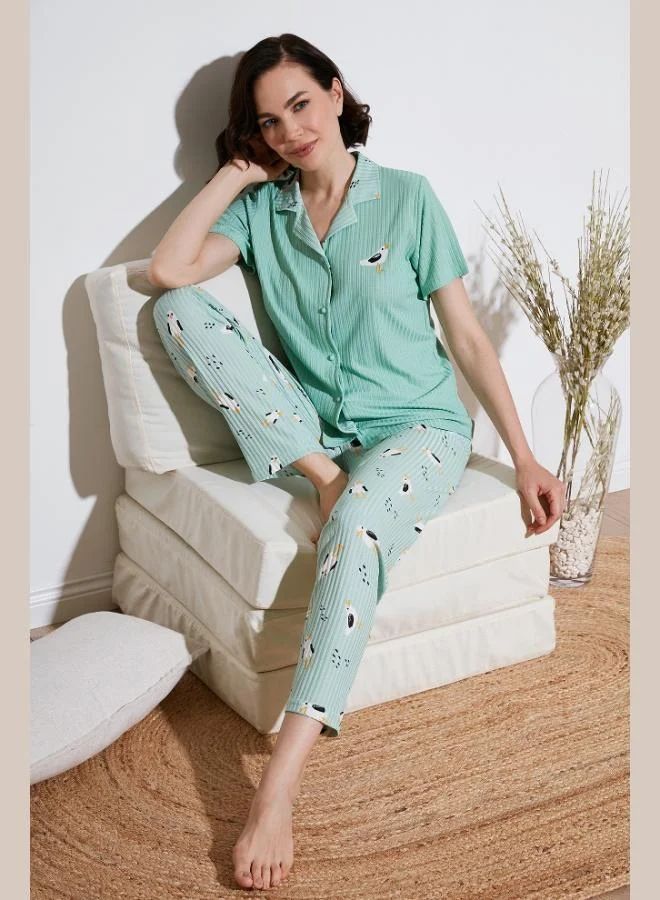 Lela Lela Regular Fit Shirt Collar Short Sleeve Pajama Set Women's PAJAMA SET 65740102