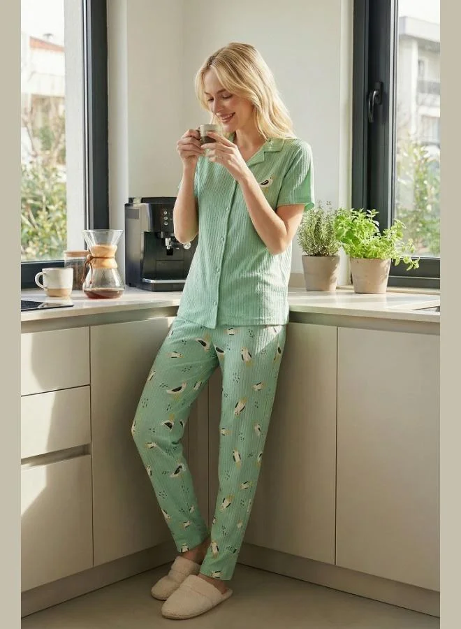 Lela Lela Regular Fit Shirt Collar Short Sleeve Pajama Set Women's PAJAMA SET 65740102