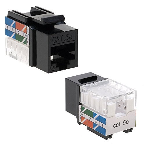 SATMAXIMUM Cat5e Keystone Ethernet Wall Jack Punch Down UTP 45-Degree (Easier Termination Than 90-Degree), RJ45 Slim Profile Speed Termination Black 45° Angled (5 Pack) - Image 5