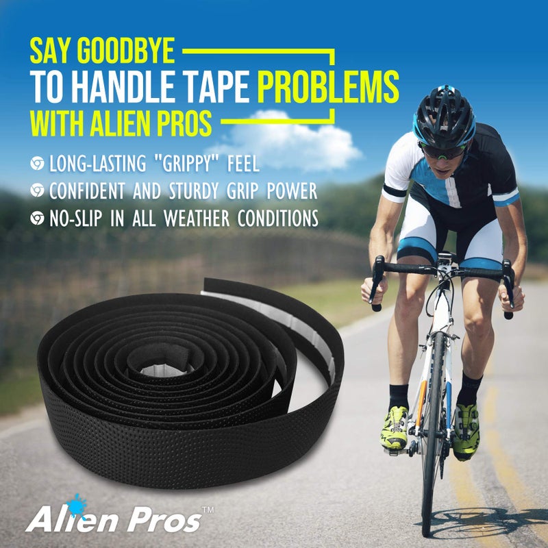 ALIEN PROS Bike Handlebar Tape PU (Set of 2) Black - Enhance your bike Grip with These bicycle handle bar tape - Wrap your bike for an awesome comfortable ride (Set of 2, Black) - Image 3
