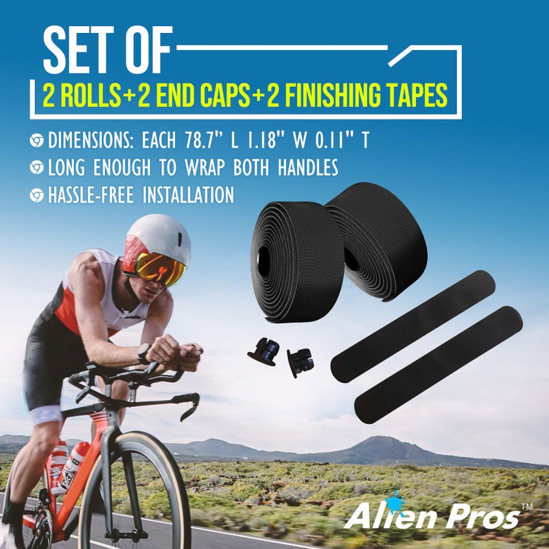 ALIEN PROS Bike Handlebar Tape PU (Set of 2) Black - Enhance your bike Grip with These bicycle handle bar tape - Wrap your bike for an awesome comfortable ride (Set of 2, Black) - Image 4