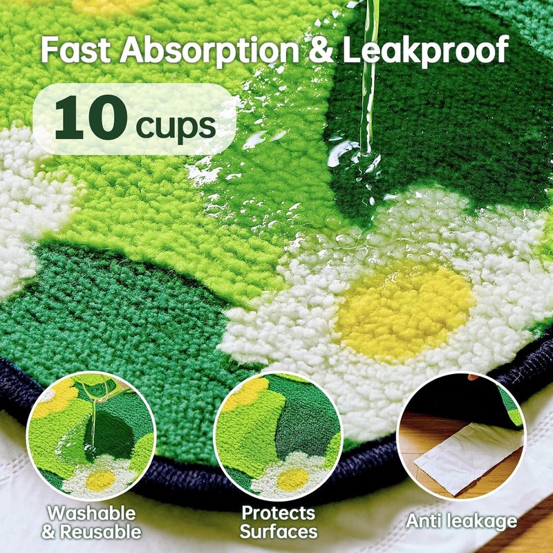 Qeils Reusable Puppy Pads for Small Dogs, Washable Pee Pads with Non-Slip , Absorbent Leakproof Mat for Crates, Playpens, Pet Beds & Whelping, Indoor Potty Training Grass Green, 48"x48", 1 Pack - Image 2