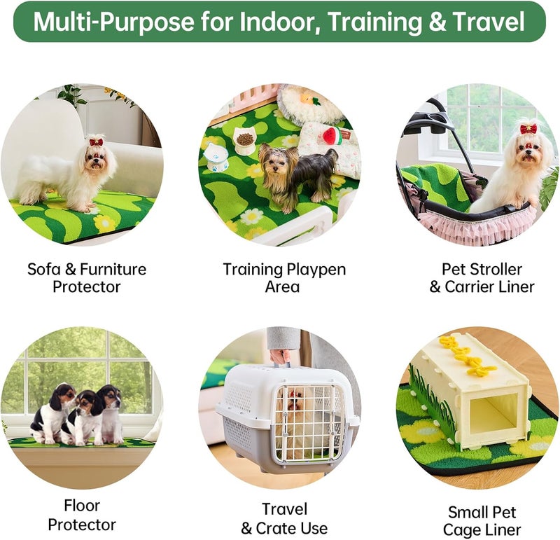 Qeils Reusable Puppy Pads for Small Dogs, Washable Pee Pads with Non-Slip , Absorbent Leakproof Mat for Crates, Playpens, Pet Beds & Whelping, Indoor Potty Training Grass Green, 48"x48", 1 Pack - Image 5