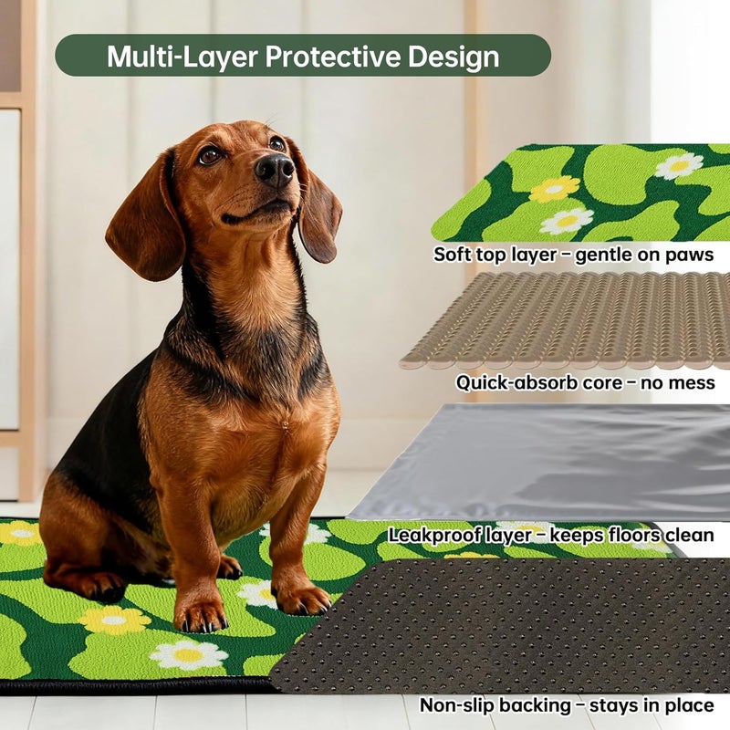 Qeils Reusable Puppy Pads for Small Dogs, Washable Pee Pads with Non-Slip , Absorbent Leakproof Mat for Crates, Playpens, Pet Beds & Whelping, Indoor Potty Training Grass Green, 48"x48", 1 Pack - Image 3