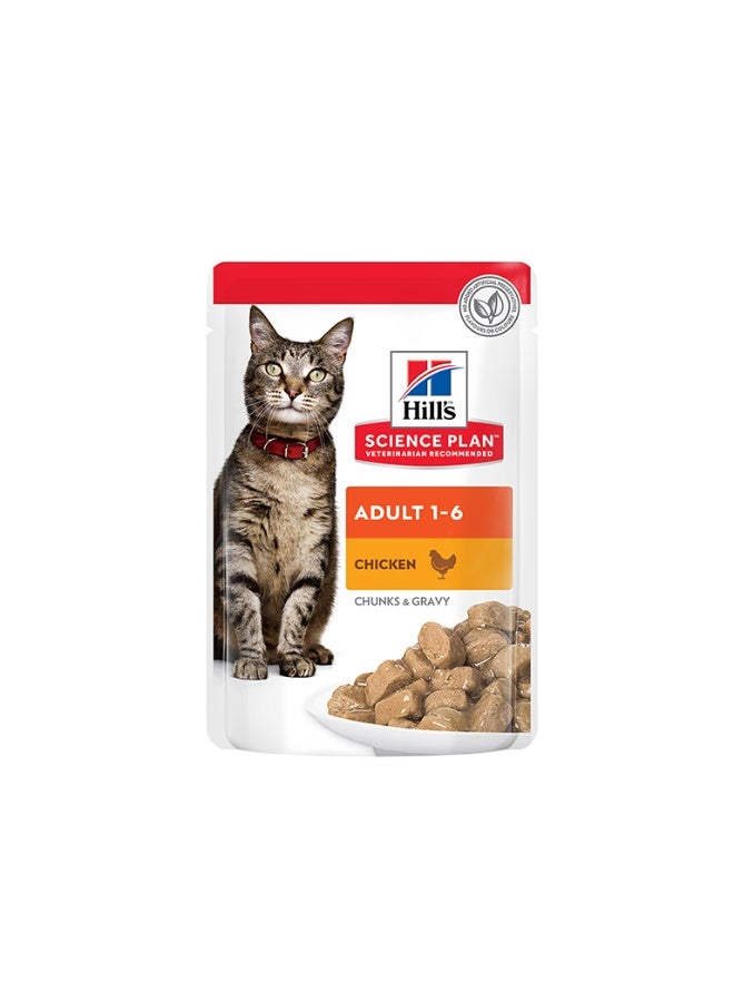 هيلز Hill’s Science Plan Adult Wet Cat Food Chicken Pouches (12x85g) - Image 1