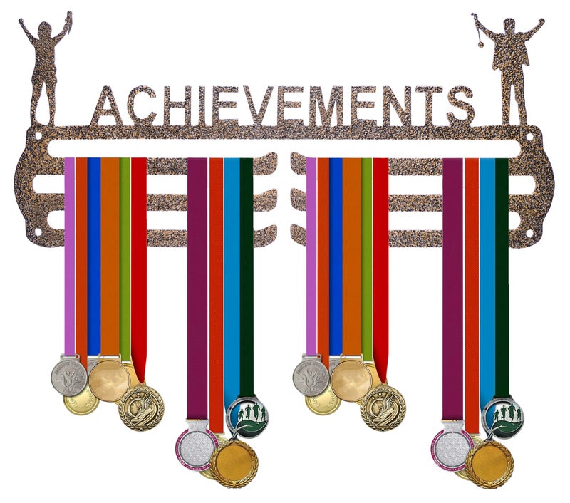 NAITIK CREATION Achievements Medal Hanger for Wall – Metal Wall Display - Holds Up to 65 Medals - Sports Medal Holder - Premium Antique Golden - Perfect for Kids and Athletes - Image 1