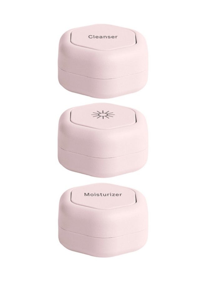 Cadence Travel Containers - Skincare Set - Magnetic Travel Capsules - For Facial Cleanser, Moisturizer, Sunscreen - 3 Small Capsules (0.56Oz) With Cleanser, Moisturizer & Sun-Icon Labels - Petal  - Image 1