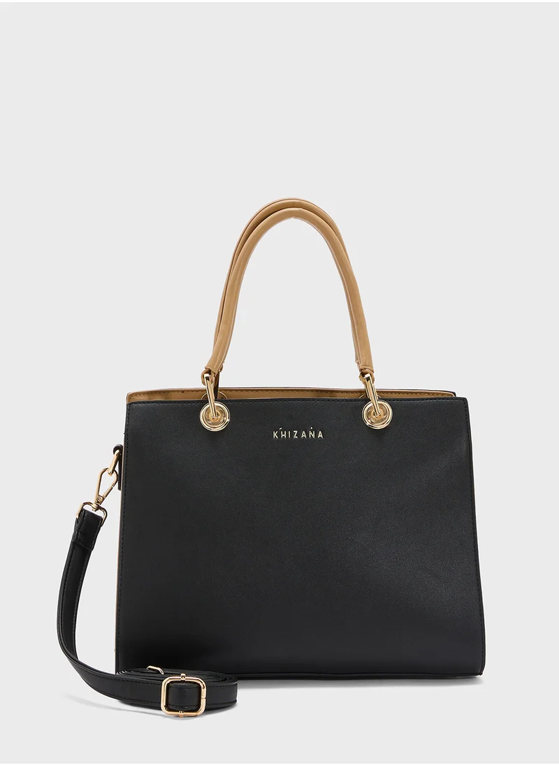 خزانة Contrast Handle Satchel Bag