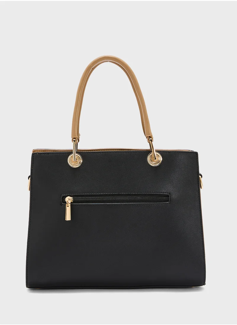 خزانة Contrast Handle Satchel Bag