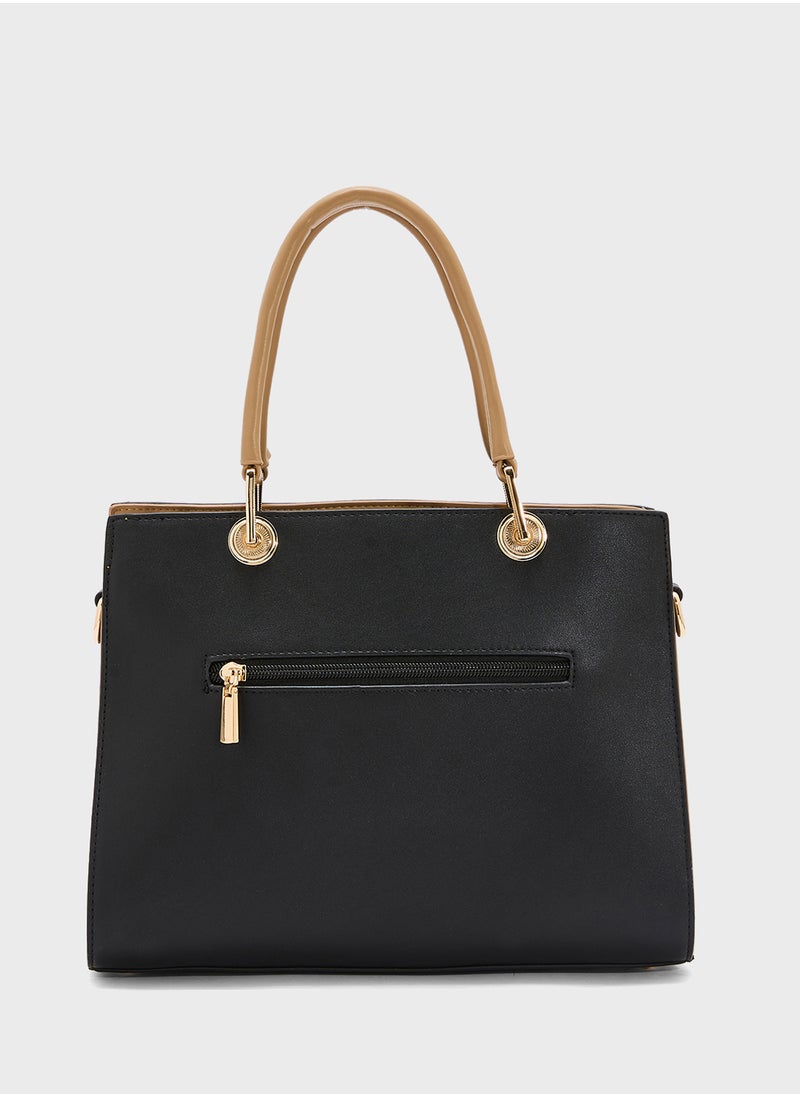 Khizana Contrast Handle Satchel Bag  - Image 2