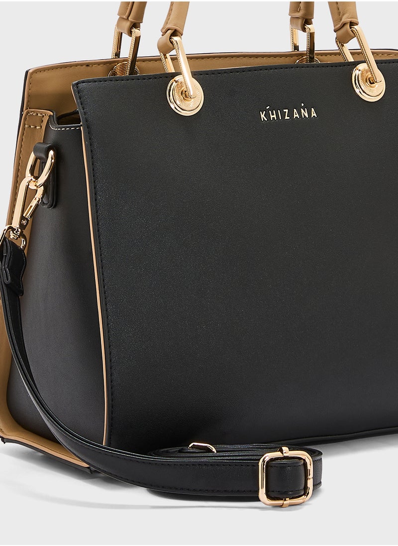 Khizana Contrast Handle Satchel Bag  - Image 4