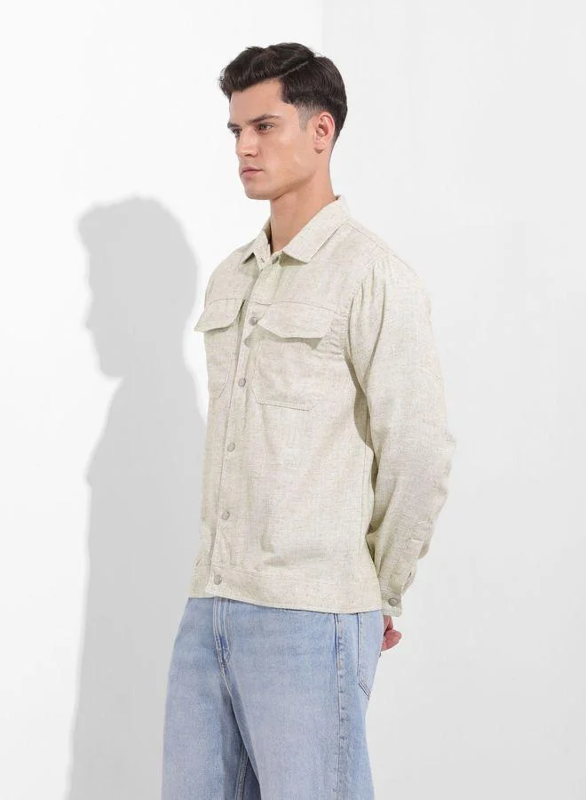 The Indian Garage Co Men Regular Fit Solid Round Neck Full Sleeves Shirt