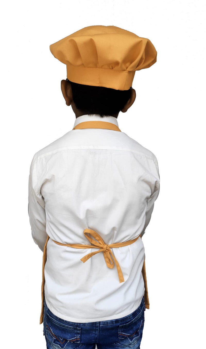 Switchon Polyester Waterproof Adjustable Kids Multi purpose Cooking Apron with a chef cap School Apron - Proudly made in india (Gold, 6Yrs to 11 Yrs) - Image 2