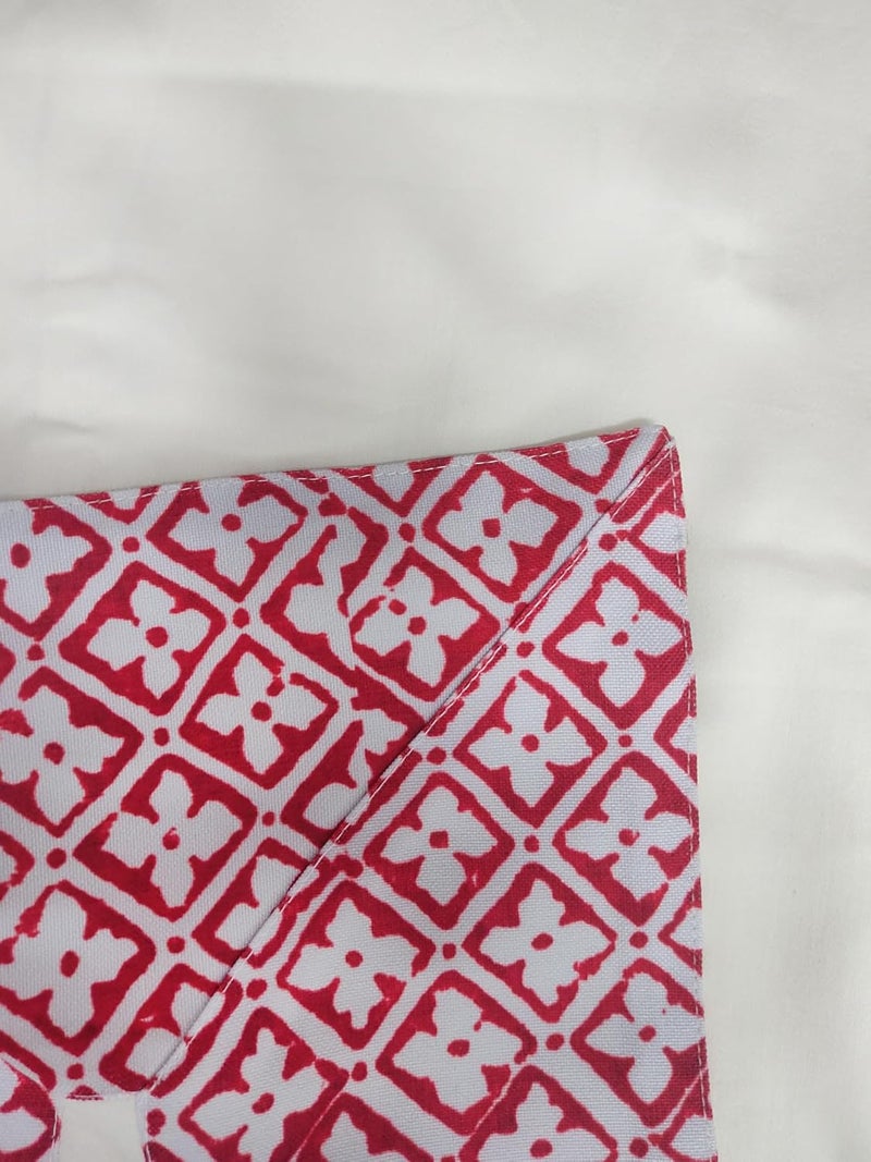 ZEBA World Table Cover Embroidered and Border Patchwork | Cotton Blend - Red and White | Heat Resistant Table Cover for Kitchen Table/Dining Table Cloth, 52 X 84 Inches; 130 cm X 210 cm - Image 2