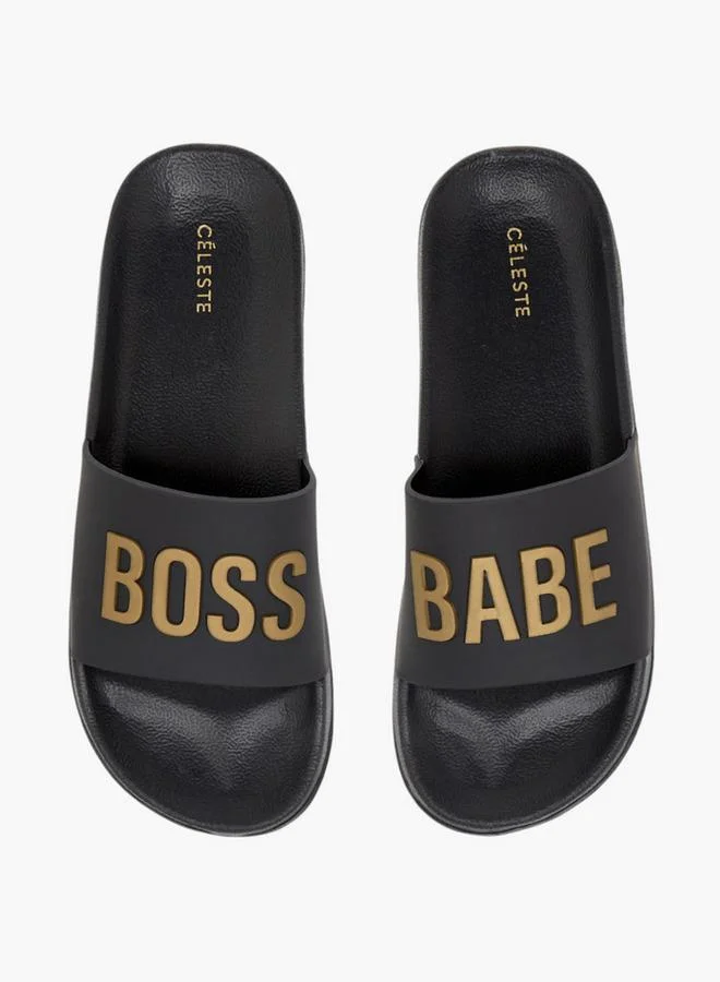 Celeste Women's Slogan Embossed Slides